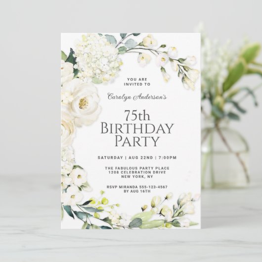 コテージホワイトフローラ75thバースデーパーティー 招待状 (スタンド正面)