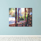 コテージポーチインアーリーサン – Martha's Vinyard キャンバスプリント (インサイチュ (ウッドフロア))