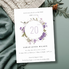 コテージメドウ薄紫フローラリース誕生日 招待状