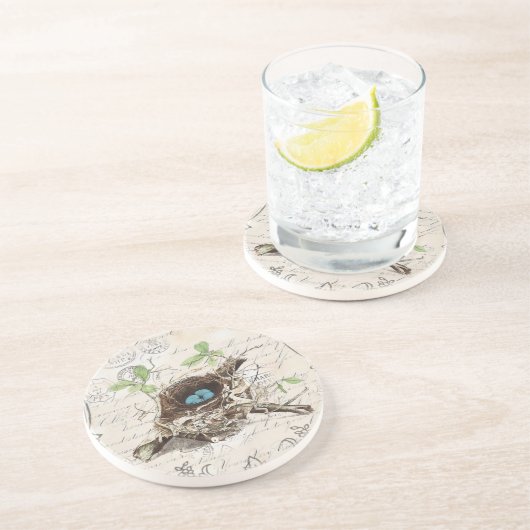 コテージモダンフランスのヴィンテージの鳥の巣 コースター (側面)