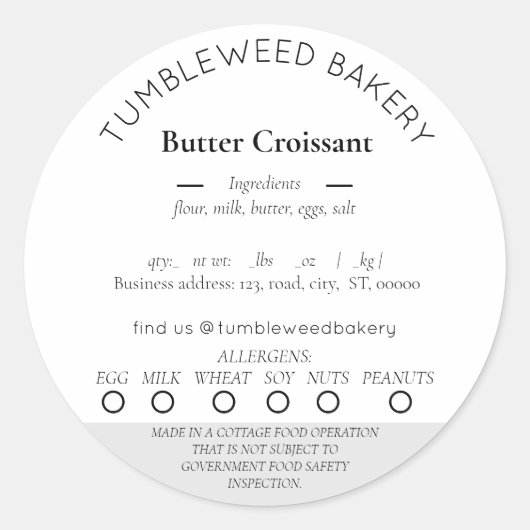 コテージモダンフードロースティッカー ラウンドシール (正面)