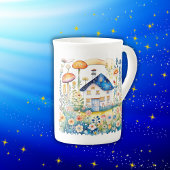 コテージモノグラムのコアホームウィズマッシュルーム | ボーンチャイナマグカップ