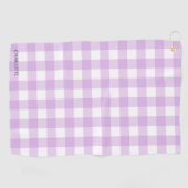 コテージラベパーソナライズされたンダー薄紫ギンガムプレイド ゴルフタオル (横)