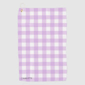 コテージラベパーソナライズされたンダー薄紫ギンガムプレイド ゴルフタオル (正面)