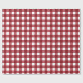 コテージレッドホワイト水彩バッファローチェックギフト ラッピングペーパー (フラット)