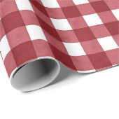 コテージレッドホワイト水彩バッファローチェックギフト ラッピングペーパー (ロールコーナー)