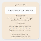 コテージローベージュ成分及びアレルゲンラベル スクエアシール (正面)