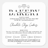 コテージローラベルホームベーカリーミニマリストステッカー スクエアシール (正面)