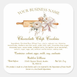 コテージローラベルホームベーカリー成分ステッカー スクエアシール