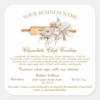 コテージローラベルホームベーカリー成分ステッカー スクエアシール