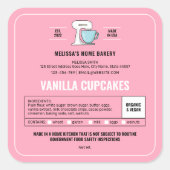 コテージローレーベルフェミニンピンクベーカリー包装 スクエアシール (正面)