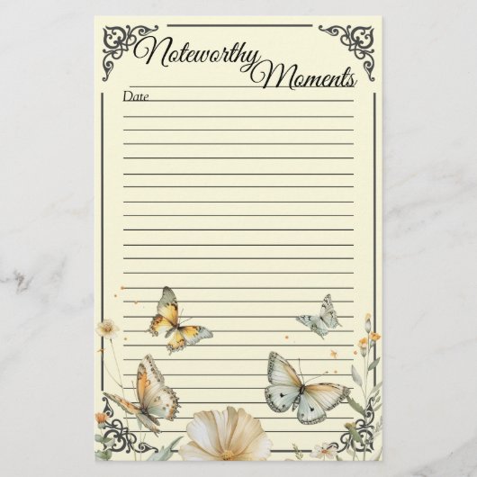 コテージワイルドフラワーソフトイエローバインダーノートページ (正面)