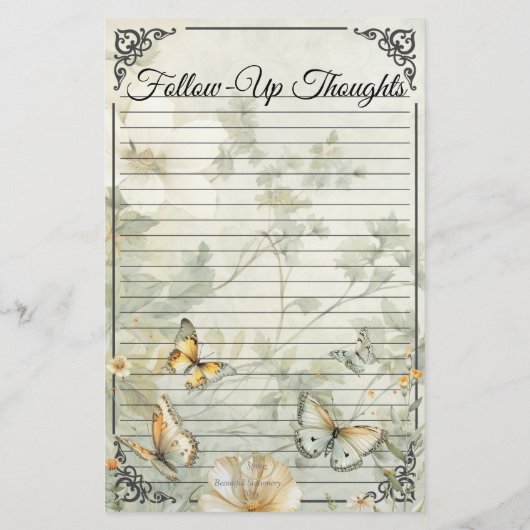 コテージワイルドフラワーソフトイエローバインダーノートページ (裏面)