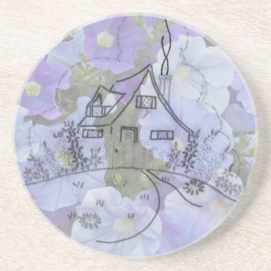 コテージ刺しゅう&ペチュニアス コースター (正面)