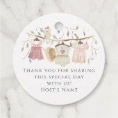 コテージ服ピンクドレスガールベビーシャワー フェイバータグ (裏面)