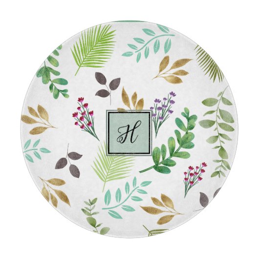 コテージ植物性イニシャル切断板 カッティングボード (正面)