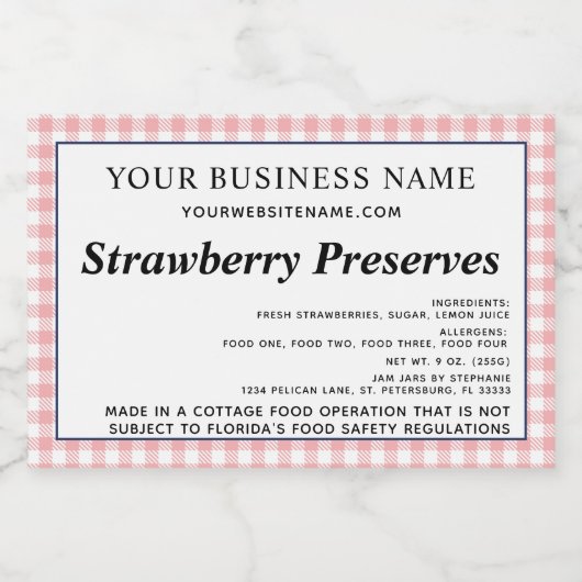 コテージ業界の更新が必要な文字赤チェック フードラベル (シングルラベル)