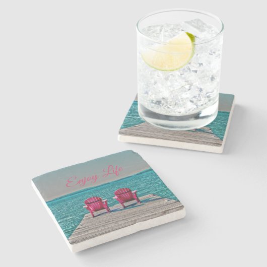 コテージ楽しむアディロン素朴ダックチェアでの生活 ストーンコースター (横)