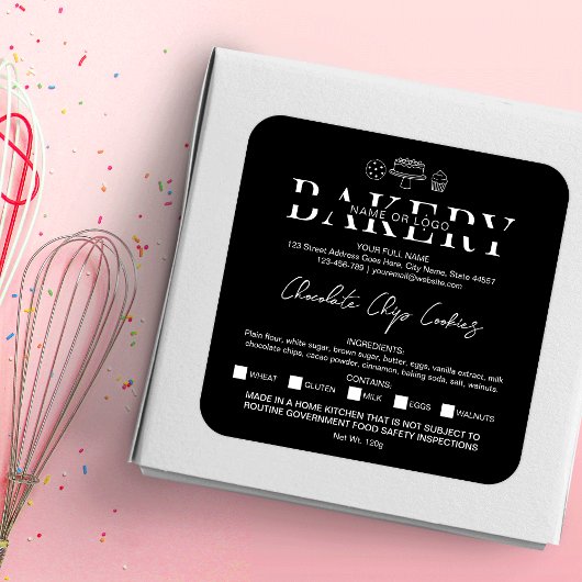 コテージ法ミニマリスト白黒フードライセンス スクエアシール