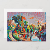 コテージ牛の池の風景抽象芸術カラフルアート ポストカード (正面/裏面)