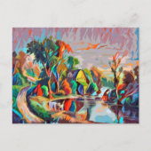 コテージ牛の池の風景抽象芸術カラフルアート ポストカード (正面)