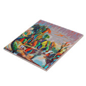 コテージ牛の池ランドスケープ抽象芸術アート タイル (側面)