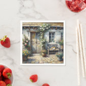 コテージ猫の木製ベンチ スタンダードカクテルナプキン (インサイチュ)