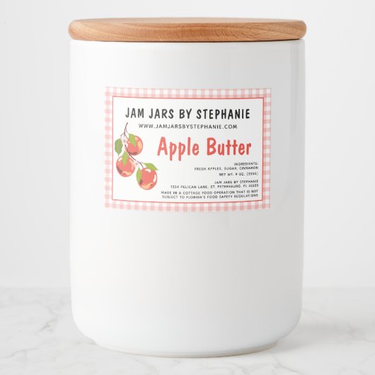 コテージ産業要求文字赤りんご用小皿 フードラベル (正面)