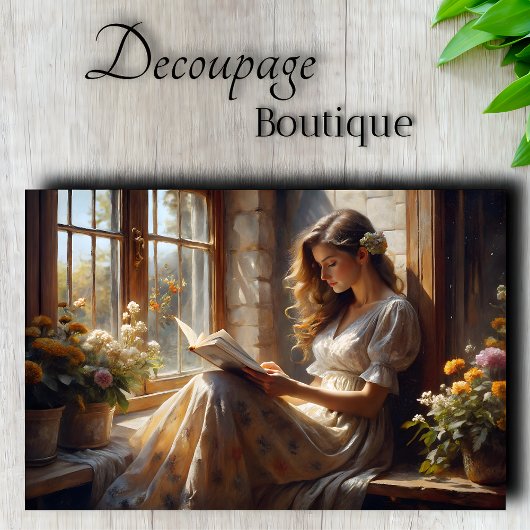 コテージ窓空想ロマンチック読のデコパージュ 薄葉紙