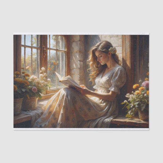 コテージ窓空想ロマンチック読のデコパージュ 薄葉紙 (正面)