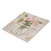 コテージ素朴なメイソンのジャンプピンクのバラの農家 タイル (側面)