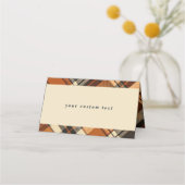 コテージ素朴コアレンジベージュプレイドパターン プレイスカード (裏面)