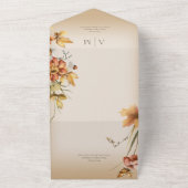 コテージ素朴コア秋ワイルドフラワータンQRコード オールインワン招待状 (外側)