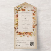 コテージ素朴コア秋ワイルドフラワータンQRコード オールインワン招待状 (内側)