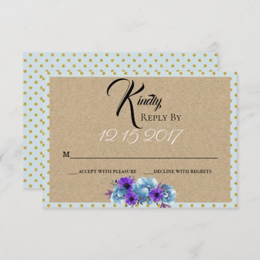 コテージ素朴バラ春の結婚式スイートパーティー 出欠カード (正面/裏面)