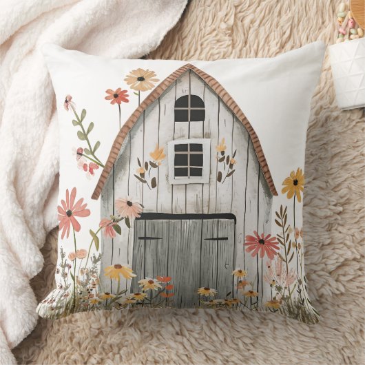 コテージ素朴フローラピロー、ヴィンテージファームハウス クッション (ブランケット)