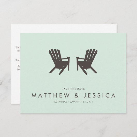 コテージ結婚式の日付の保存//ポストカード 案内ポストカード (正面/裏面)
