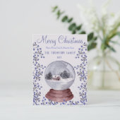 コテージ落ち着き:雪の冬の森の雪の球体 シーズンカード (スタンド正面)