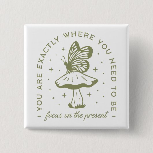 コテージ蝶のキノコ美学引用文 缶バッジ (正面)