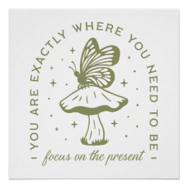 コテージ蝶のマッシュルームグリーン美学 ポスター