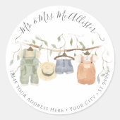 コテージ赤ちゃん服ウォーターカラーボーイシャワー ラウンドシール (正面)