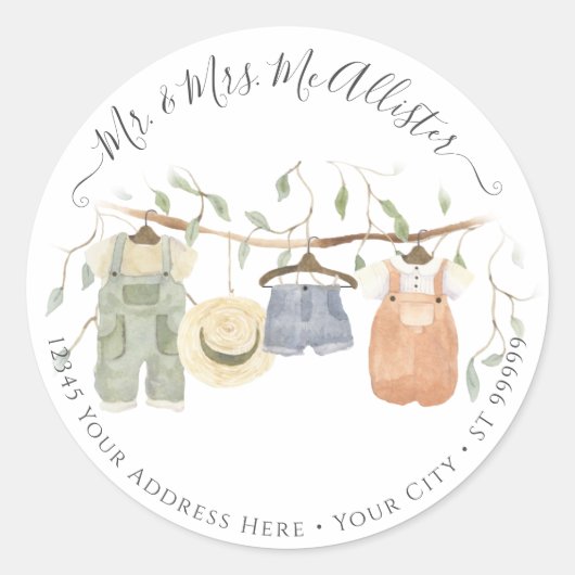 コテージ赤ちゃん服ウォーターカラーボーイシャワー ラウンドシール (正面)