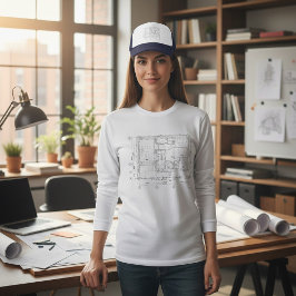 コテージ間取り図ブループリントデザイン Women's Bella+Canvas トライブレンドTシャツ