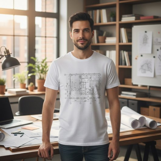 コテージ間取り図ブループリントTシャツ Tシャツ