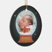 コテージ雪だるまスノーグローブベイビーズ1stクリスマス セラミックオーナメント (右)