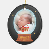 コテージ雪だるまスノーグローブベイビーズ1stクリスマス セラミックオーナメント (左)