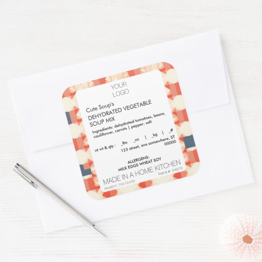 コテージ食品ラベルテンプレートシール スクエアシール (封筒)