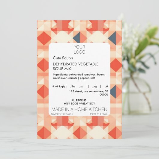 コテージ食品ラベルテンプレートシール 招待状 (スタンド正面)