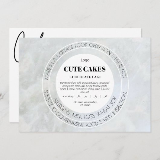 コテージ食品ラベルQRコード及びケーキカード 招待状 (正面/裏面)