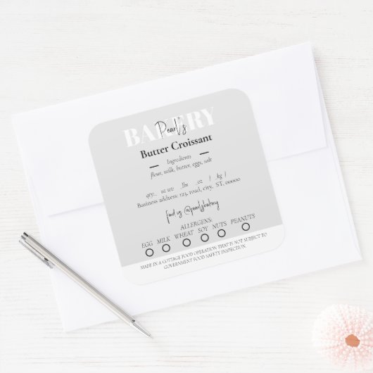 コテージ食品法ラベル スクエアシール (封筒)